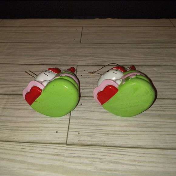 Sanrio Hello Kitty Christmas Tree Ornament 3.5” Pink Red Green 2005 Set Of 2 - Picture 9 of 9